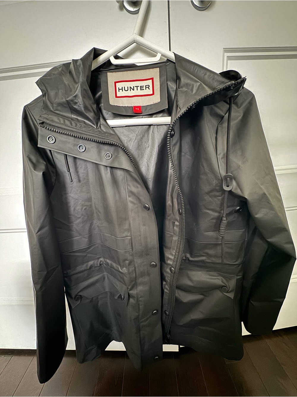 Hunter Women’s Black Waterproof Raincoat with Hood